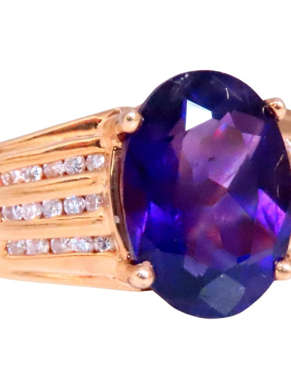 Natural Amethyst Diamonds Cathedral Ring 18kt gold Ref 12299*